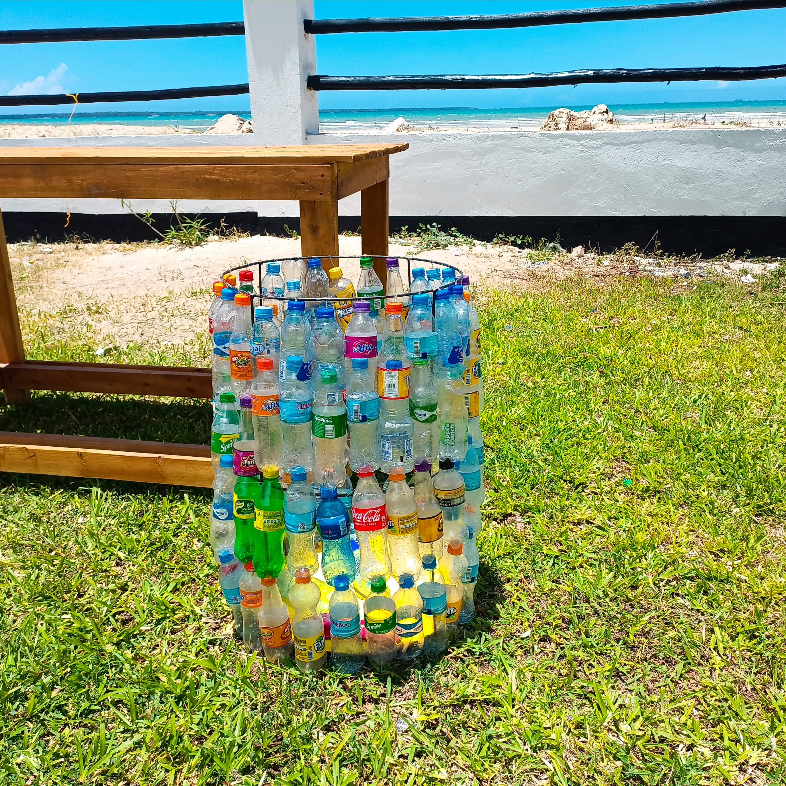 Plastic collected by volunteers along Kawe Beach of Indian Ocean 