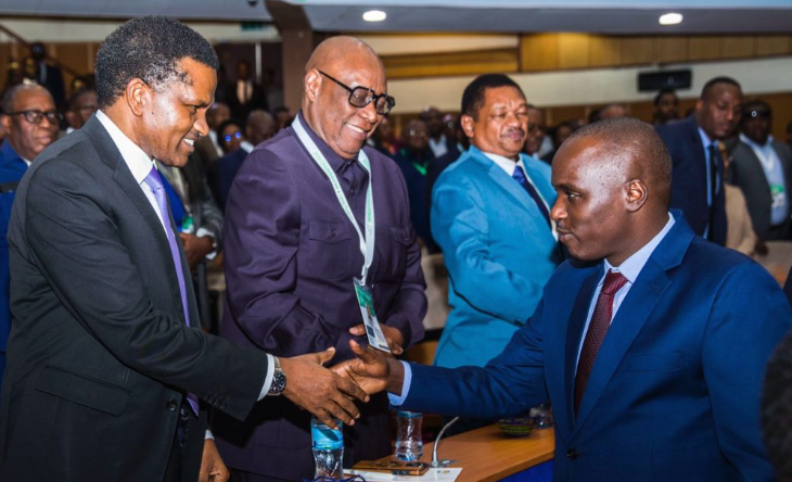 Deputy Prime Minister and Minister for Energy Dr Doto Biteko bids farewell to NPC Executive Secretary, Dr Fred Nsemwa after a meeting in Arusha